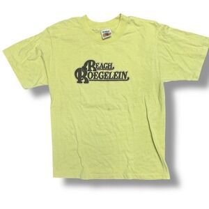 Vintage Beach Roeglein T Shirt Mens Size L Graphic Tee Sunbelt Sportswear Yellow